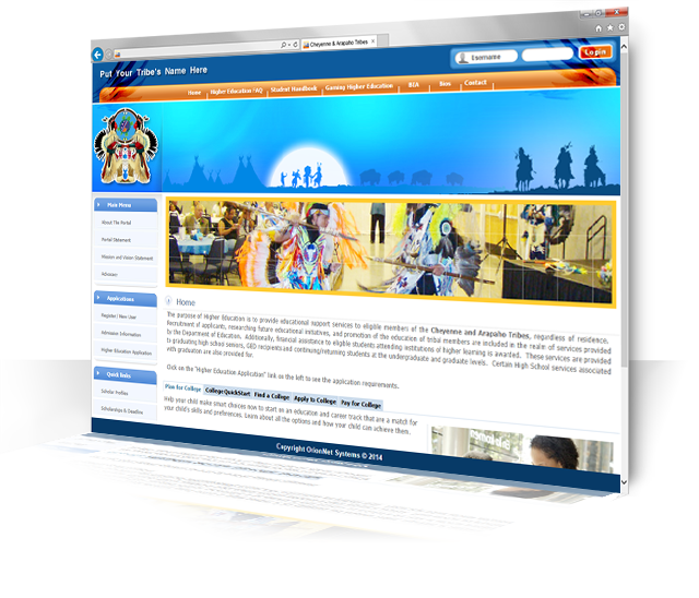 A computer displaying the Tribal Education Web Portal